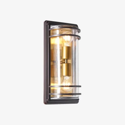 The Range Rico Large Outdoor Wall Light with Brass Accents - Antique Bronze