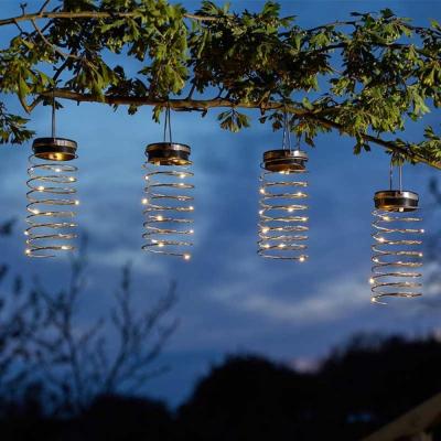 The Range 6 Pack Solar Spring Spiral Hanging Lights  - Silver