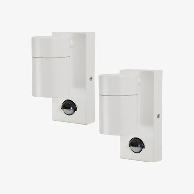 The Range 2 Pack of Kenn PIR Sensor Outdoor Wall Lights - White