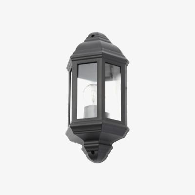 The Range Bangor Outdoor Half Lantern Wall Light - Black