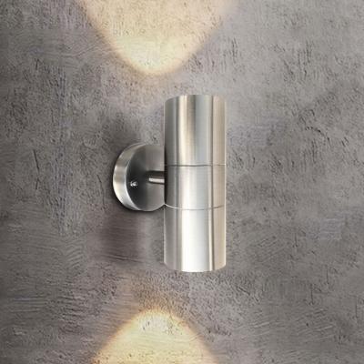 The Range Outdoor Up and Down Wall Light Steel IP44 (GU10 6W included) - Silver