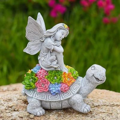 The Range Solar Fairy Tortoise Garden Ornament - Multicoloured