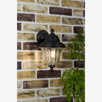 The Range Aldgate Outdoor Wall Light Black Gold Glass