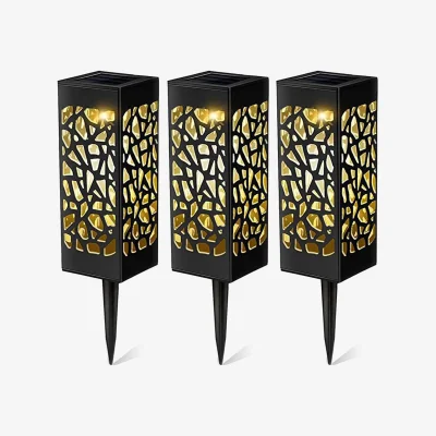 The Range Pathway Solar Stake Lights Set of 3 Warm White LED Outdoor Path Lawn - Black
