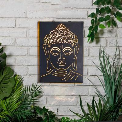The Range Buddha Face Wall Art Solar Light  - Black