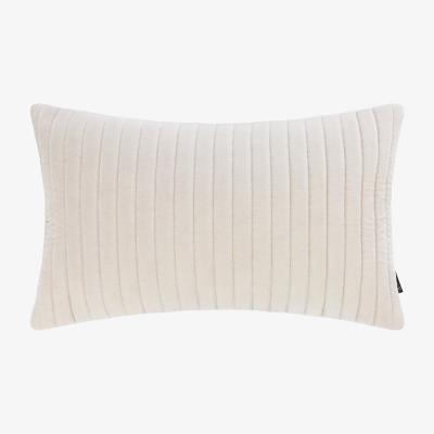 Amara Retreat - Velour Quilted Cushion - 30x50cm - Cream