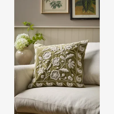 Cox and Cox Velvet Chartreuse Cushion Cover