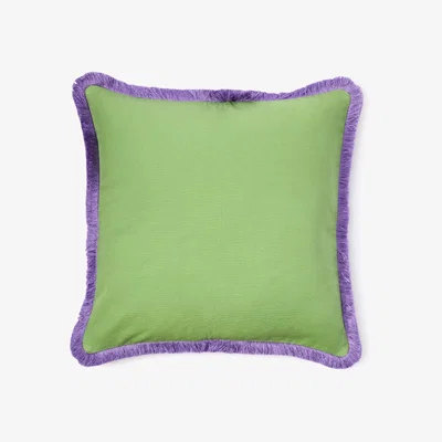 The Conran Shop Exclusive Fringe Cushion Cover in Green & Purple 45cm x 45cm By In Casa by Paboy