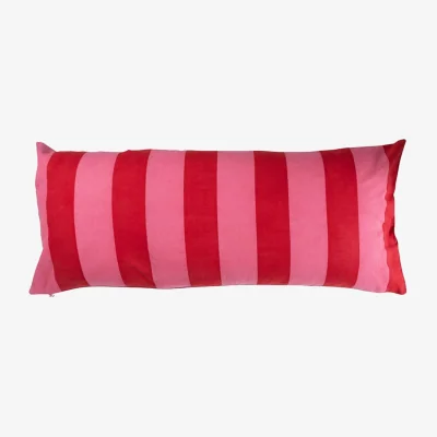 Casa by JJ Poppy Raspberry Cabana Stripe Long Lumbar Cushion Cover