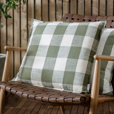 Dunelm Yard Chesil Check Outdoor Cotton Square Cushion Cover