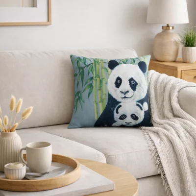 Dunelm Jungle Panda Square Cushion Cover