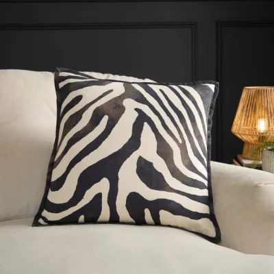 Dunelm Zebra Print Cotton Square Cushion Cover