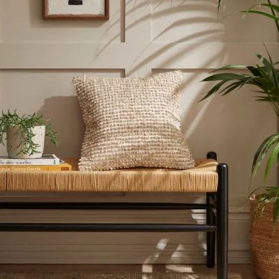 Dunelm Jute Bobble Square Cushion Cover