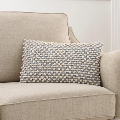Dunelm Jersey Bobble Rectangle Cushion Cover Duck Egg (Blue)