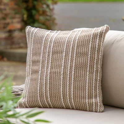 Dunelm Arto Natural Stripe Cushion Cover Beige/White
