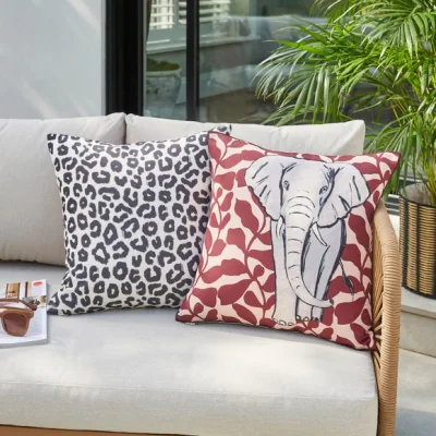 Dunelm Set of 2 Elephant & Animal Print Outdoor Cushion Covers