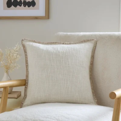 Dunelm Blanket Stitch Textured Cotton Square Cushion Cover