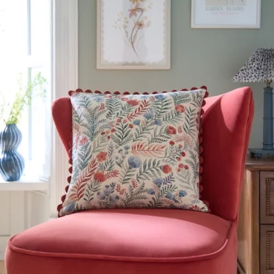 Dunelm Folk Floral Cotton Square Cushion Cover