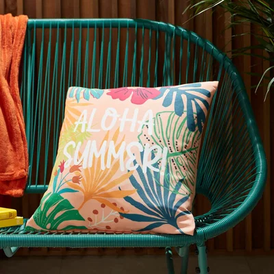 Dunelm Set of Three Tropical Printed Outdoor Cushion Covers MultiColoured