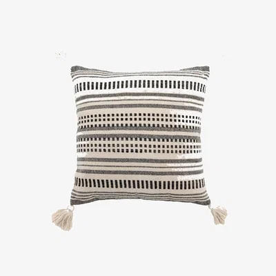 Dunelm Forres Natural & Black Cushion Cover Black