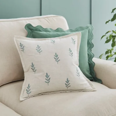 Dunelm Embroidered Harper Stem Square Cushion Cover