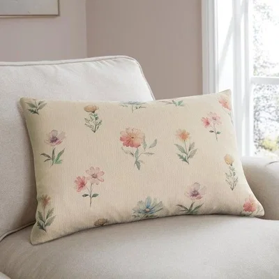 Dunelm Watercolour Floral Rectangle Cushion Cover