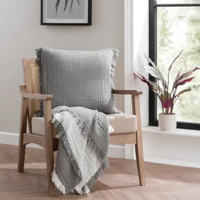 Dunelm Reversible Muslin Cotton Square Cushion Cover