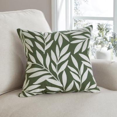 Dunelm Crewelwork Leaf Square Cushion Cover