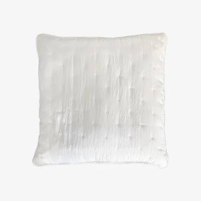 French Bedroom Peachskin Large Quilted Cushion Cover in Oyster White