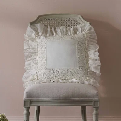 French Bedroom Hideaway Lace Cushion Cover in Antique White