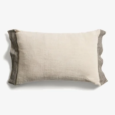 Kave Home Disea beige linen cushion cover with black striped detail 40 x 60 cm
