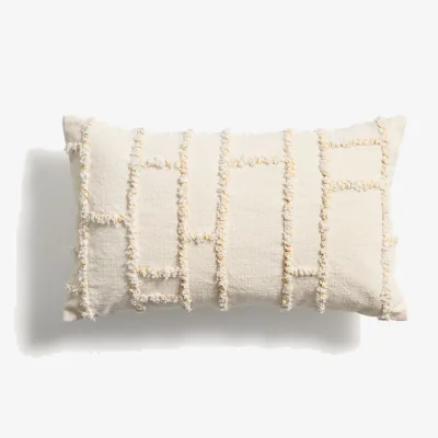 Kave Home Verion yellow cushion cover with embroidered geometric detail 30 x 50cm