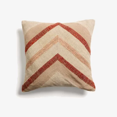 Kave Home Taraia terracotta and beige cotton and viscose cushion cover 45 x 45cm