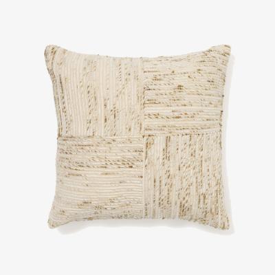 Kave Home Anuba beige and green checked jacquard cushion cover 45 x 45cm