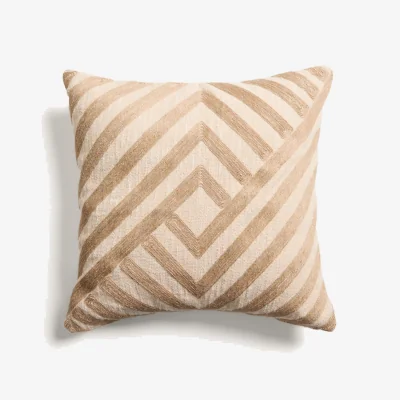 Kave Home Silume ecru cotton cushion cover with beige jute embroidery 45 x 45cm