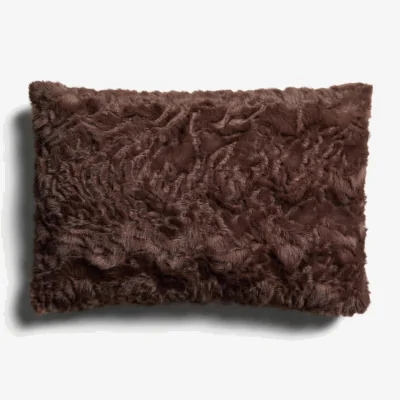 Kave Home Oruma chocolate brown astrakhan-effect faux fur cushion cover 40 x 60 cm