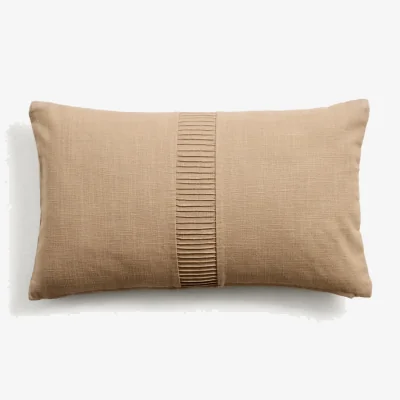 Kave Home Luadia cotton cushion cover with ecru pleated detail 30 x 50cm
