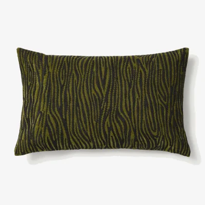 Kave Home Davina cotton cushion cover with green zebra embroidery 40 x 60 cm