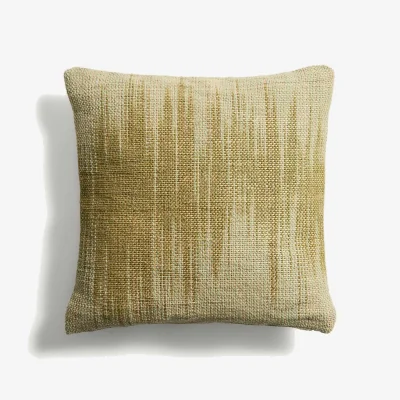 Kave Home Liroda jute cushion cover with green ikat graphic 40 x 60 cm
