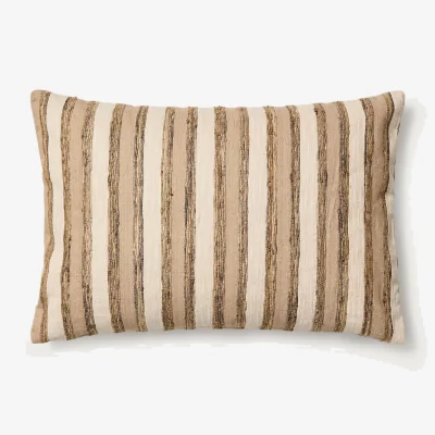 Kave Home Dorevi ecru striped silk blend jacquard cushion cover 40 x 60cm