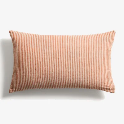 Kave Home Oriade orange striped linen cushion cover 30 x 50cm