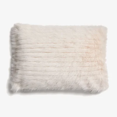 Kave Home Derolia ecru striped fur effect cushion cover 40 x 60 cm