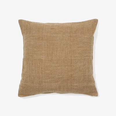 Kave Home Benisa mustard and white checked cushion cover, 100% linen, 50 x 50 cm