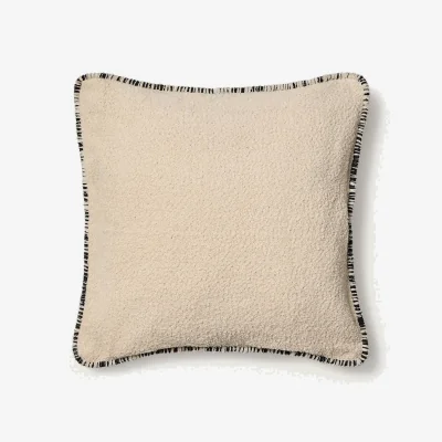 Kave Home Enari beige 100% cotton cushion cover with contrasting black trim 50 x 50cm