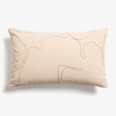 Kave Home Dibel ecru cotton cushion cover with beige embroidery detail 30 x 50cm
