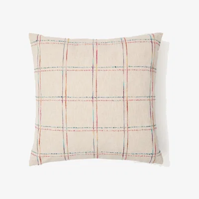Kave Home Nety beige cushion cover with multicoloured checked embroidery 45 x 45cm