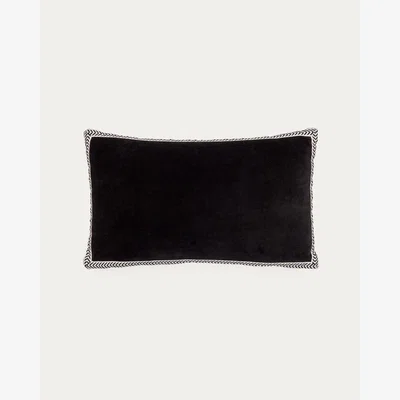 Kave Home Tanita cushion cover 100% black cotton and white ribbon 30 x 50 cm