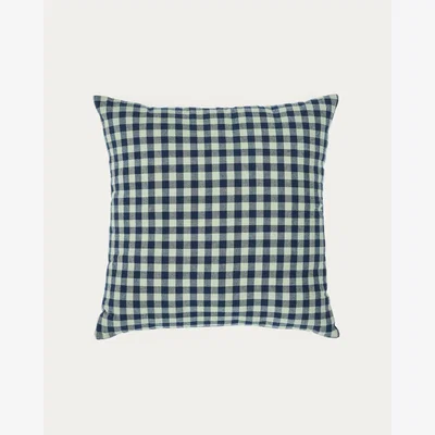 Kave Home Yanil cushion cover 100% cotton green and blue squares 45 x 45 cm