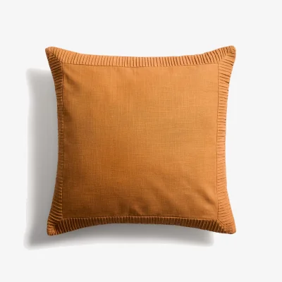 Kave Home Luadia cotton cushion cover with orange pleated detail 50 x 50cm