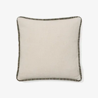 Kave Home Ardit beige linen and cotton cushion cover contrasting green embroidered stripe, 45 x 45 cm